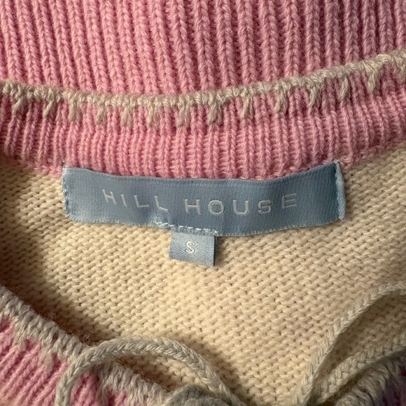 Hill House Home Desk Cardigan Sweater Wool Sz Small Pink Floral Pearly Buttons - Picture 6 of 7